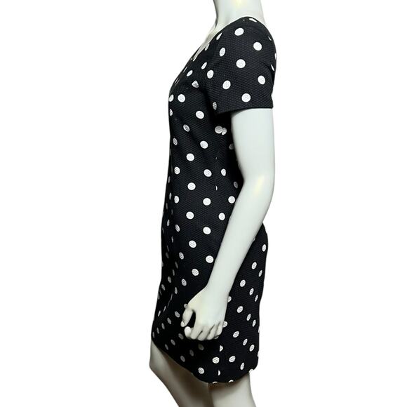 Vintage Santa Fe Black White Polka Dot Cap Sleeve Dress Size 4 1980s Style - Picture 4 of 5